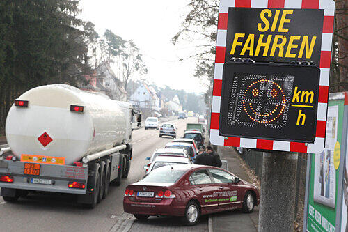 Das freundliche Grinsegesicht sorgt für Schrecken bei Temposündern.