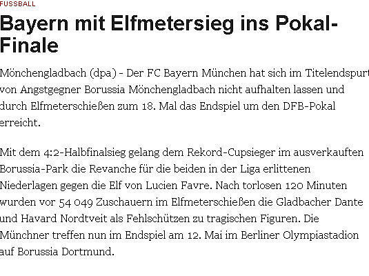 DFB-Pokal: Bayern im Halbfinale: Die Pressestimmen - FC Bayern - Abendzeitung München