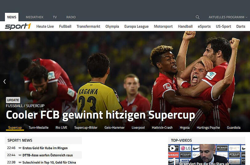 Für "Sport1" steht vor allem die Art und Weise, wie der FC Bayern den Supercup gewinnt im Fokus - nämlich cool, trotz der teils aufgeheizten Stimmung.
