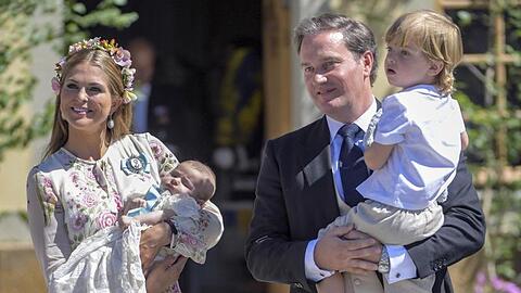 Prinzessin Madeleine und Christopher O'Neill mit ihren Kindern Prinzessin Leonore, Prinz Nicolas und Prinzessin Adrienne.