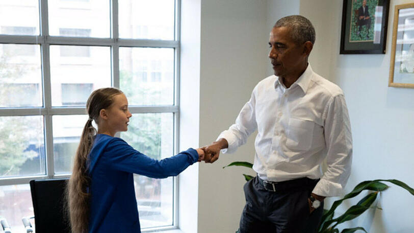 "Kennst du Fist Bumping?" Thunberg und Obama