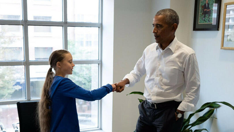 "Kennst du Fist Bumping?" Thunberg und Obama "Kennst du Fist Bumping?" Thunberg und Obama
