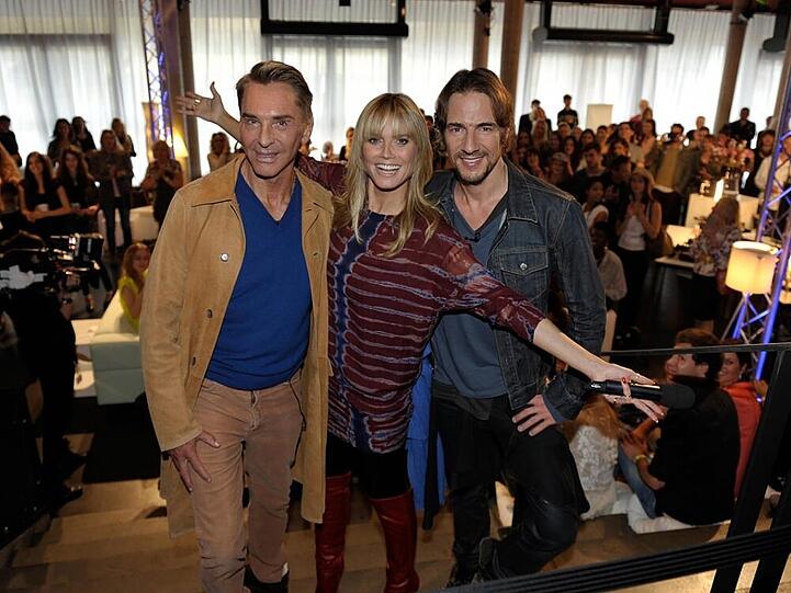 Heidi Klum und ihre beiden Jury-Kollegen Wolfgang Joop (links) und Thomas Hayo