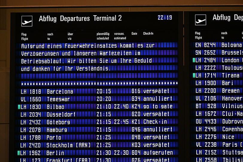 Am Flughafen München ist der Flugbetrieb am Sonntagabend teilweise eingestellt worden. Am Flughafen München ist der Flugbetrieb am Sonntagabend teilweise eingestellt worden.
