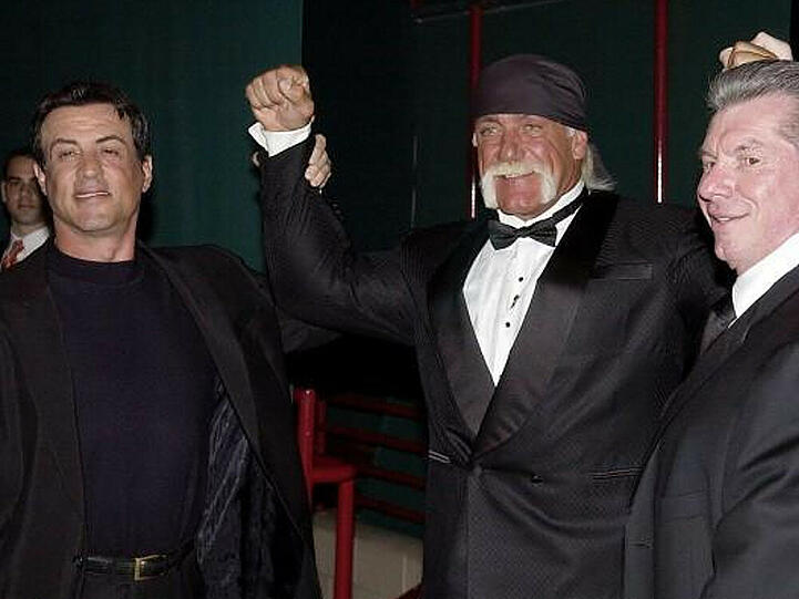 Action-Stars unter sich: Sylvester Stallone, Hulk Hogan und Vince McMahon