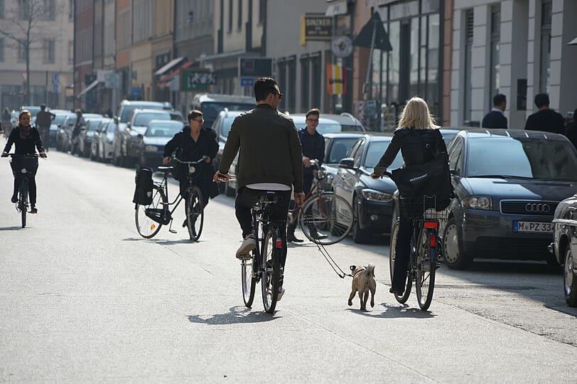 Manch einer war auch sportlich unterwegs und schwang sich samt Frau und Hund auf den Drahtesel.