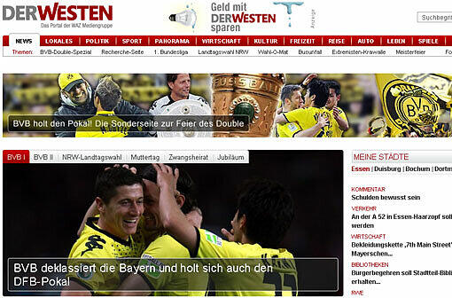 Und auch das Internetportal der Westen freut sich schwarz und gelb.