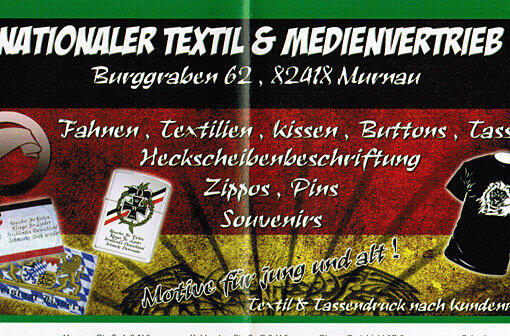 Die Anzeige des &bdquo;Nationalen Textil- & Medienvertriebs&ldquo;.