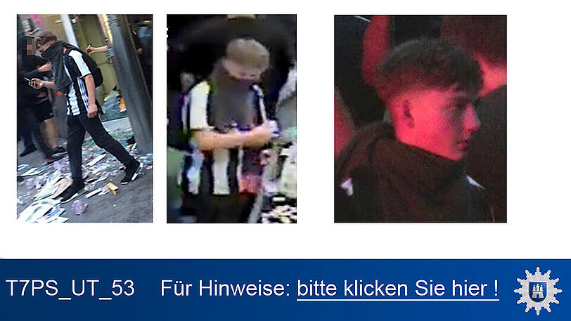 Nach diesen Personen wird öffentlich gefahndet. Die Polizei in Hamburg wird erreicht unter 040/4286-76543.