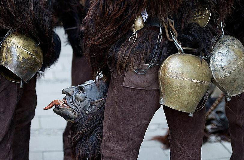 Traditioneller Münchner Krampuslauf durch die Fußgängerzone zum Marienplatz.