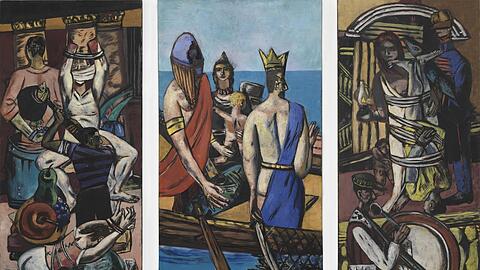 Sein erstes Triptychon "Departure" (1932-35) hat Max Beckmanns Ruhm in den USA begründet und gab der Ausstellung den Titel.