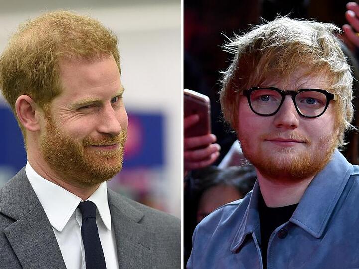Prinz Harry (l), und Ed Sheeran haben einen Videoclip gedreht.