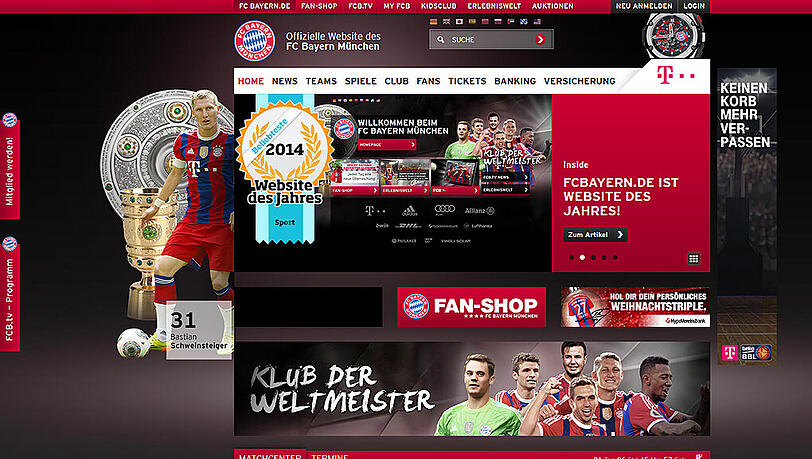 fcbayern.de wurde zur beliebtesten Webseite 2014 gewählt. fcbayern.de wurde zur beliebtesten Webseite 2014 gewählt.