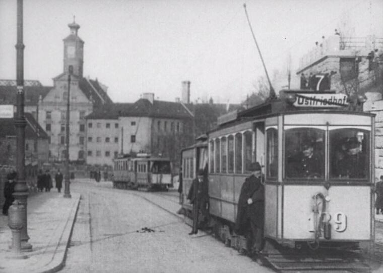 1914: Mit der Tram geht's rauf auf den Nockherberg.