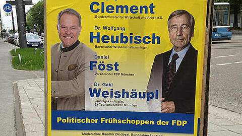 Der Ex-Sozi Wolfgang Clement unterstützt die Münchner FDP
