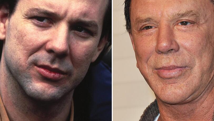 Mickey Rourke in "Der Pate von Greenwich Village" aus dem Jahr 1984 (l.) und im Jahr 2010 in Los Angeles, Kalifornien.