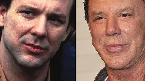 Mickey Rourke in "Der Pate von Greenwich Village" aus dem Jahr 1984 (l.) und im Jahr 2010 in Los Angeles, Kalifornien.