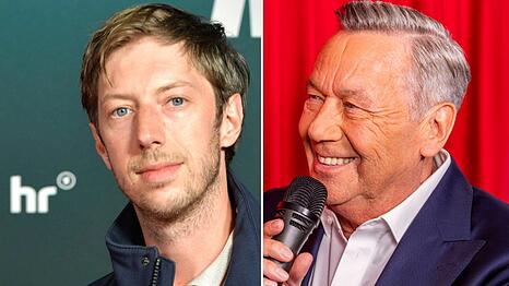 Schauspieler Max Mauff spielt Schlagerstar Roland Kaiser (r.) im Biopic "Roland".