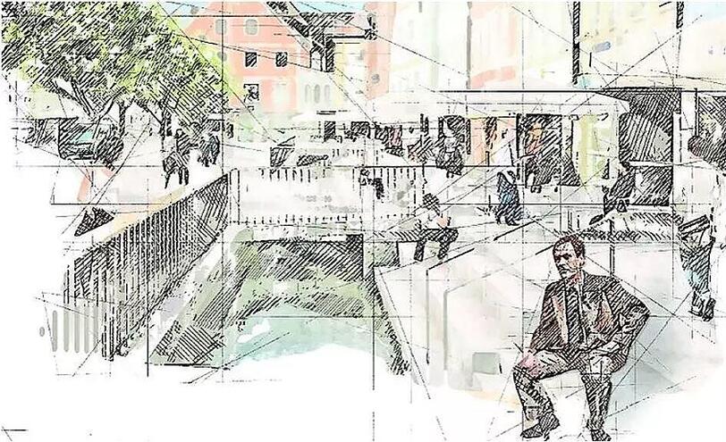 Mitten in der Altstadt, an der geöffneten Moosach: So schaute der Plan für die Karl-Obermayr-Statue aus.