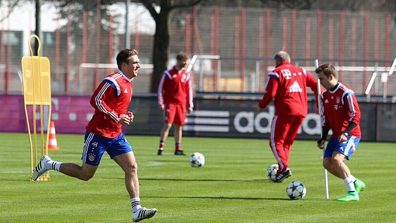Hatte sichtlich Spaß bei seiner ersten Einheit unter Kollegen: Comebacker Philipp Lahm. Hatte sichtlich Spaß bei seiner ersten Einheit unter Kollegen: Comebacker Philipp Lahm.