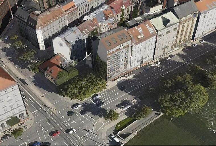 Der Blick von oben: Das Grundstück ist eine der letzten Kriegslücken in der Innenstadt.