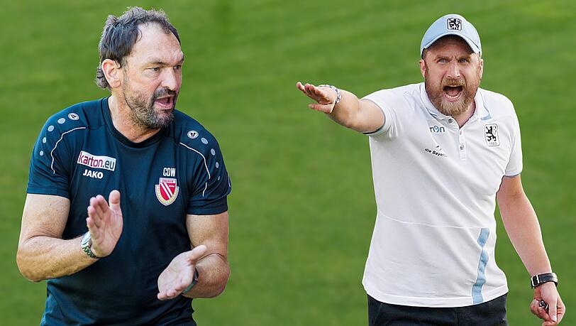 Claus-Dieter Wollitz, Trainer von Energie Cottbus und Daniel Bierofka, Trainer des TSV 1860, treffen am Freitag aufeinander.