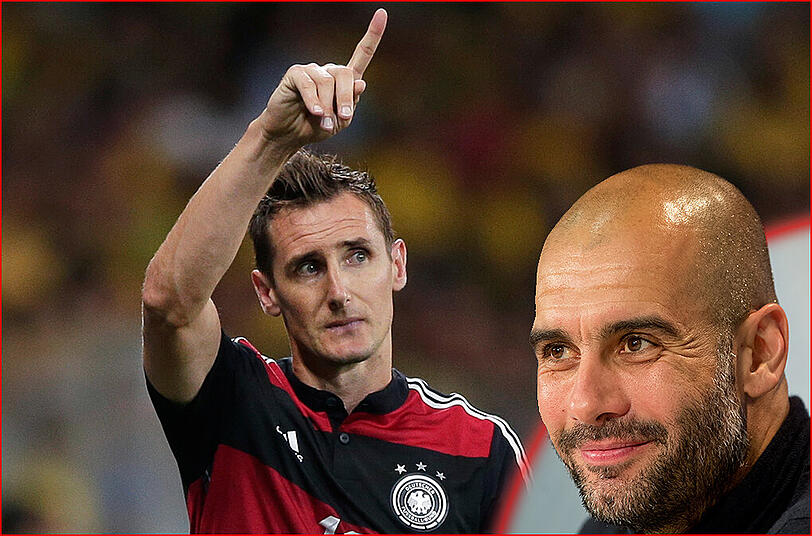 In der Nationalelf hat Miroslav Klose seine Karriere bereits beendet. Nach seiner aktiven Zeit könnte er dem Fußball jedoch als Trainer erhalten bleiben. Als Lehrer schwebt im FCB-Coach Guardiola vor.