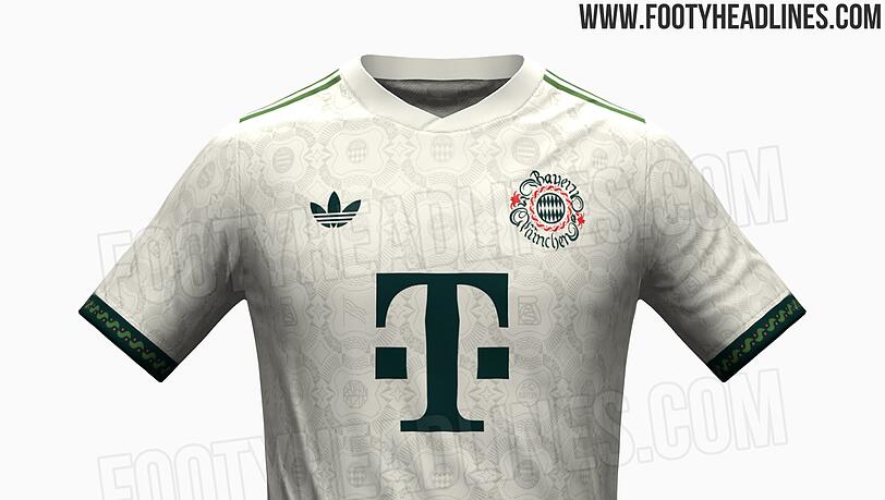 So sieht laut der Plattform "footyheadlines" das diesjährige Wiesn-Trikot des FC Bayern aus. So sieht laut der Plattform "footyheadlines" das diesjährige Wiesn-Trikot des FC Bayern aus.