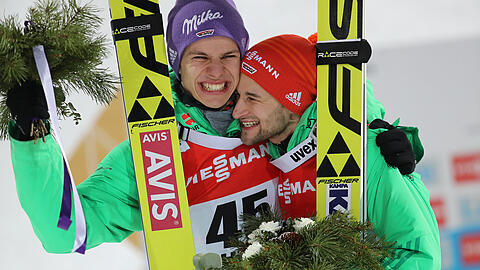 Strahlen um die Wette: Andreas Wellinger (links) und Markus Eisenbichler.