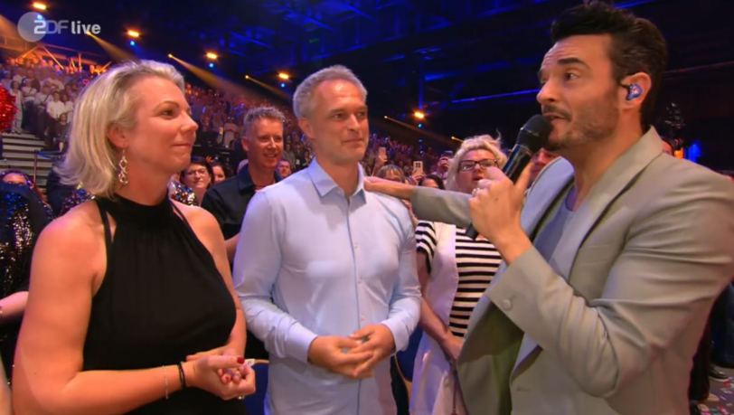 &Uuml;berraschungsgast im Publikum: Fu&szlig;balltrainer Christian W&uuml;ck bei der Zarrella-Show.