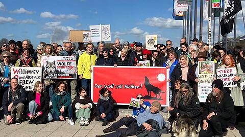 Nach Angaben der Veranstalter nahmen bis zu 150 Menschen an der Mahnwache f&uuml;r den Wolf teil.