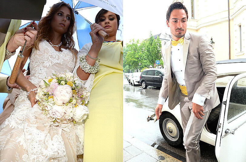 Fußballer-Hochzeit in München: Mats Hummels und Cathy Fischer bei der Ankunft am Standesamt in der Mandlstraße. Die Bilder.