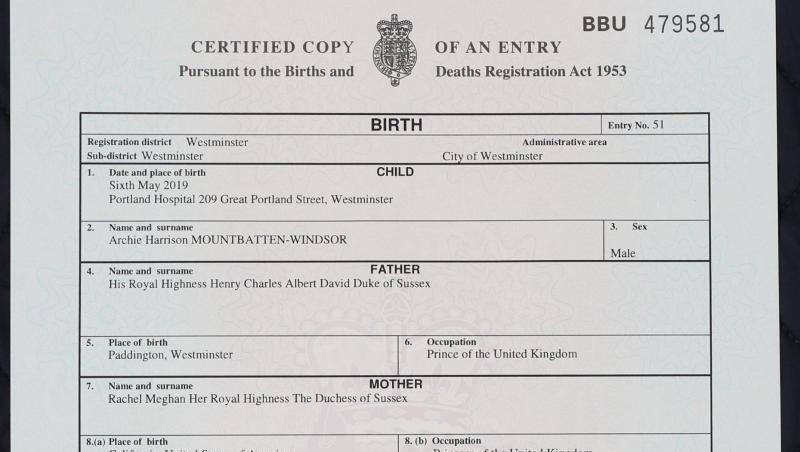 Die Geburtsurkunde von Baby Archie enthüllt neue Details. Die Geburtsurkunde von Baby Archie enthüllt neue Details.