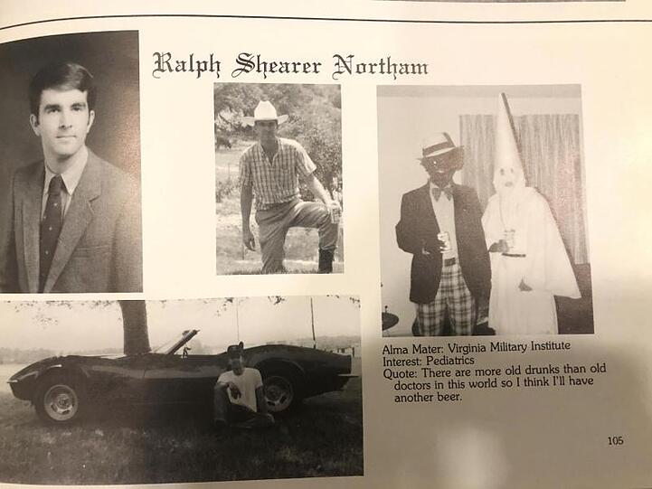 Jahrbuch-Foto von Ralph Northam, Gouverneur des US-Bundesstaates Virginia, aus dem Jahr seines Uni-Abschlusses 1984. Mehr als drei Jahrzehnte danach ist Northam eines dieser Bild zum Verhängnis geworden.