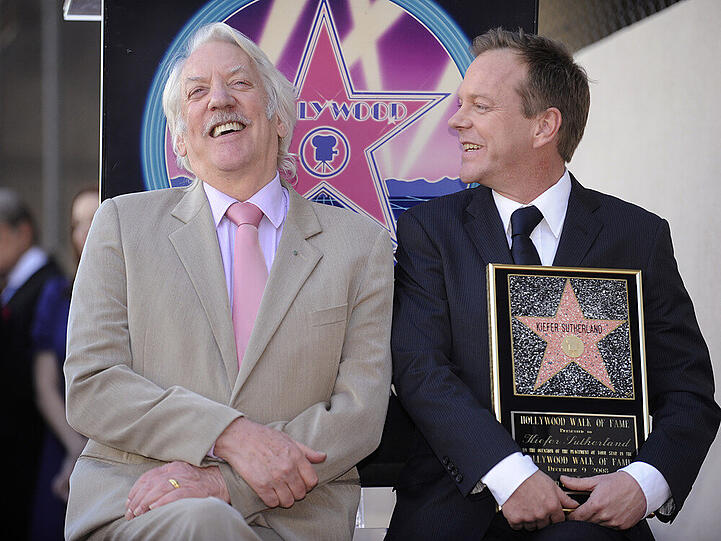 Donald (l.) und sein Sohn Kiefer Sutherland im Jahr 2008. Damals holte sich der Filius seinen Stern auf dem "Walk of Fame" in Hollywood ab