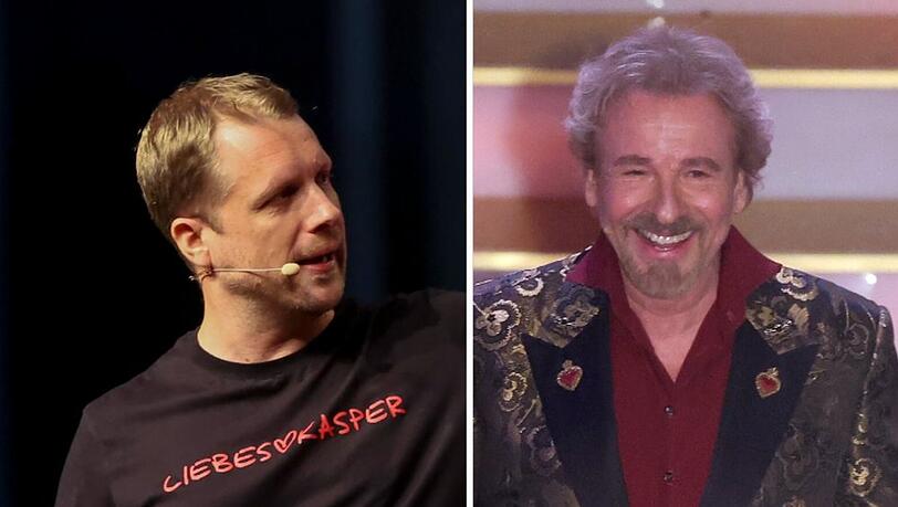 Oliver Pocher (l.) freute sich über seinen prominenten Gast Thomas Gottschalk.