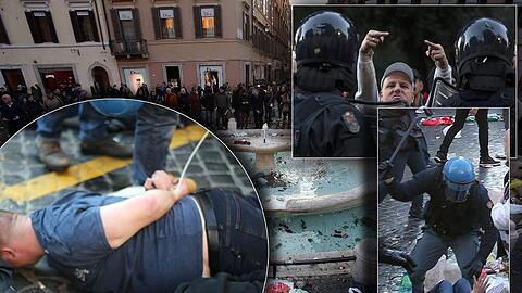 Schwere Ausschreitungen in Rom: Beim Spiel Feyenoord Rotterdam gegen AS Rom drehen Hooligans durch und verwüsten den Bereich um die antike spanische Treppe. Die Bilder...
