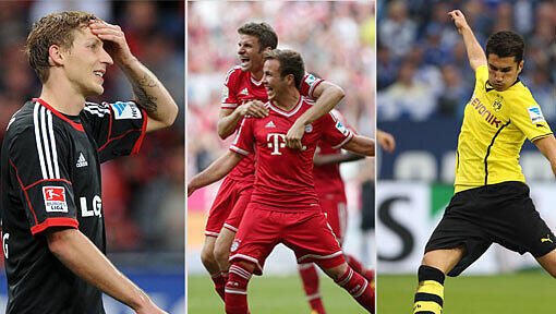 Hinter den drei Ausreißern - Bayern, Dortmund und Leverkusen -, die zusammen 76 von 90 möglichen Punkten geholt haben, klafft ein Riesenloch. Hinter den drei Ausreißern - Bayern, Dortmund und Leverkusen -, die zusammen 76 von 90 möglichen Punkten geholt haben, klafft ein Riesenloch.