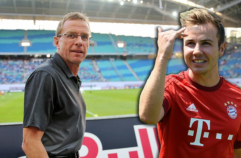 Bei Aufstieg Götze: Ralf Rangnick (l.) kokettiert mit einem Wechsel des Bayern-Stars nach Leipzig.