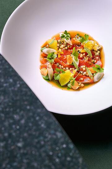 Lachsforellen-Sashimi.