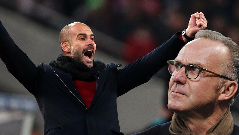 Pep Guardiola (l.) will erst im Sommer über eine mögliche Vertragsverhandlung reden Pep Guardiola (l.) will erst im Sommer über eine mögliche Vertragsverhandlung reden