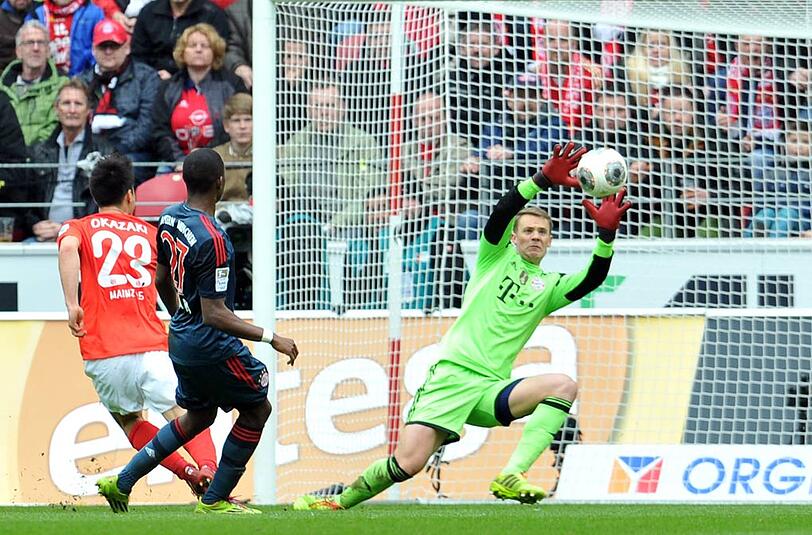 Szene aus dem Spiel zwischen FSV Mainz 05 und dem FC Bayern München.