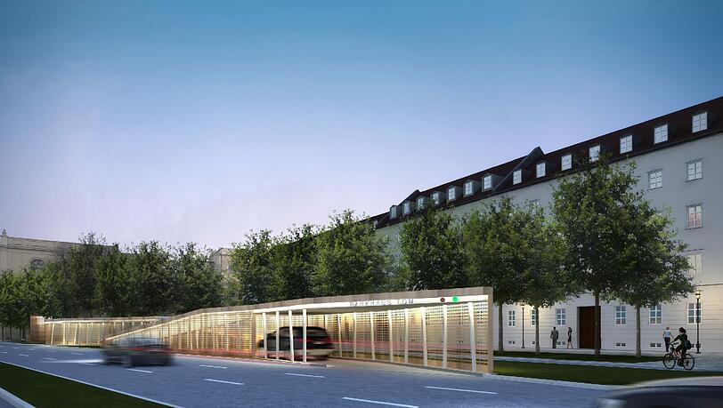 Das ist sie, die Einfahrt in die neue Tiefgarage am Thomas-wimmer-Ring. Das ist sie, die Einfahrt in die neue Tiefgarage am Thomas-wimmer-Ring.