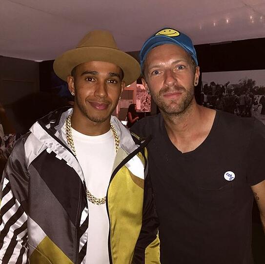Formel-1-Pilot Lewis Hamilton mit Coldplay-Frontmann Chris Martin