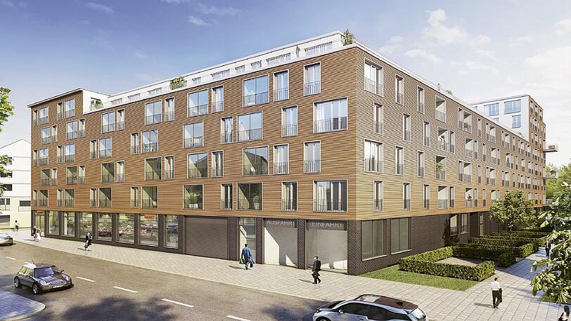 Am alten Eiswerk: So wird die Farbgebung der Gebäude aussehen.