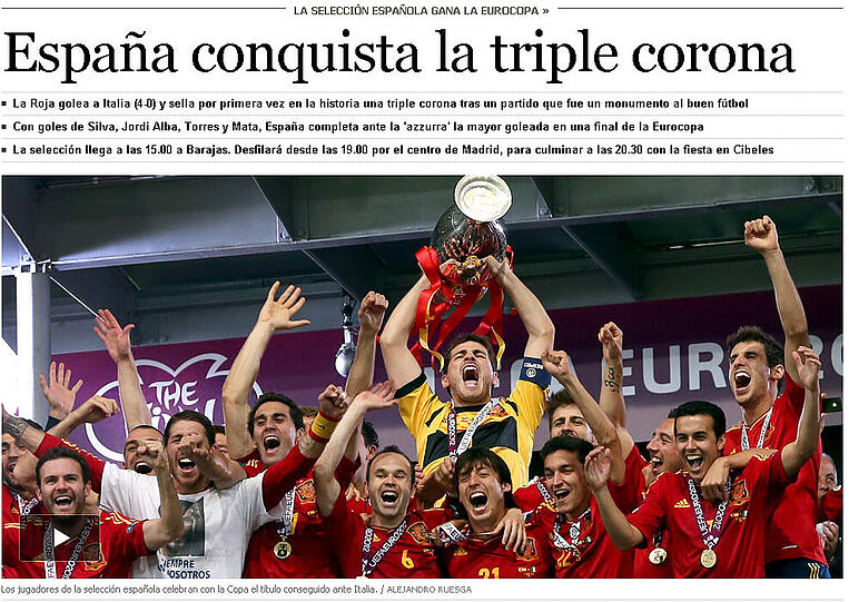 "Spanien erobert die Triple-Krone" schreibt El Pais
