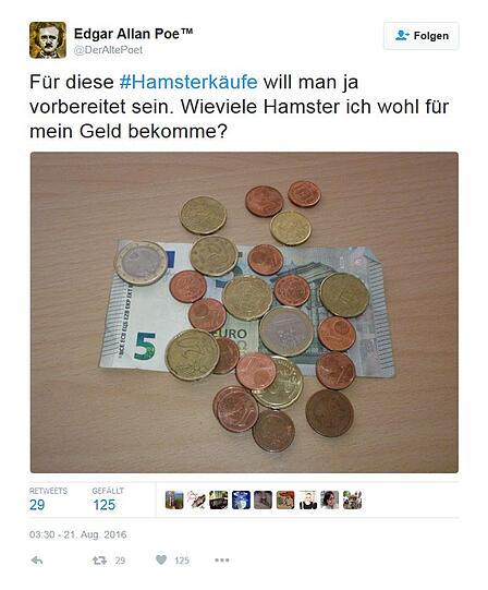 So amüsieren sich Twitter-User über die Hamsterkäufe im Konzept zur Zivilverteidigung.