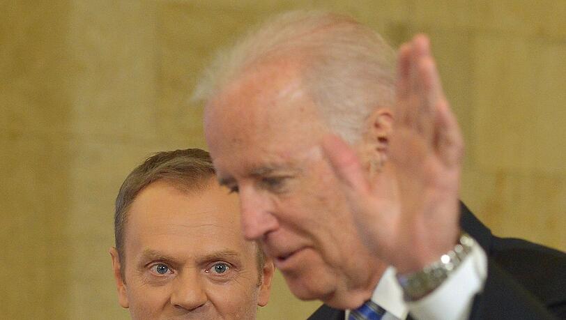 Donald Tusk (l.) und Joe Biden (r.) in Warschau. Donald Tusk (l.) und Joe Biden (r.) in Warschau.