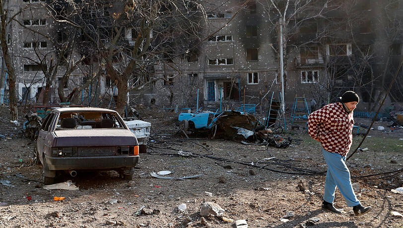 Totale Zerstörung in Mariupol, aufgenommen am 28. März. Russland hat auch am Mittwoch wieder zahlreiche Ziele in der Ukraine mit Raketen angegriffen.