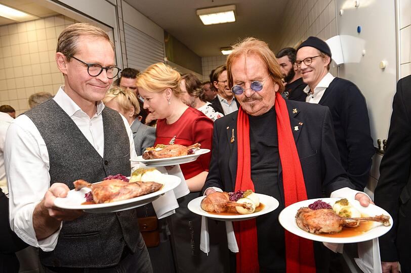Michael Müller, Franziska Giffey und Frank Zander